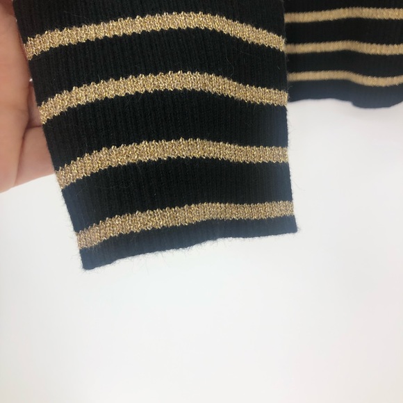 Lauren Ralph Lauren Turtleneck Black Gold Striped 3x Mock Neck Sweater Pullover - Picture 4 of 9